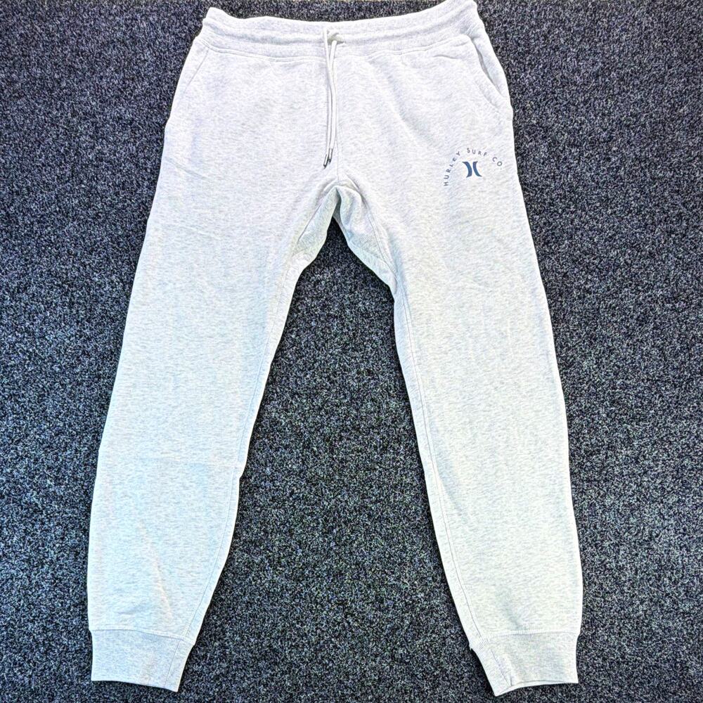 Hurley Coastal Dunes Men's M Gray Fleece Jogger Pants Drawstring Pockets